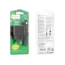 СЗУ HOCO CS14A Ocean (1xUSB, 1xType-C, 3А PD20W, черный) + кабель Type-C