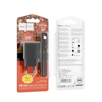СЗУ HOCO CS13A Ocean (1xType-C, 3А PD20W, черный) + кабель Type-C