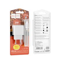 СЗУ HOCO CS13A Ocean (1xType-C, 3А PD20W, белый) + кабель Type-C