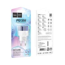 СЗУ HOCO C131A Platinum (1xUSB, 1xType-C, 3А, PD30W, белый/ синий)