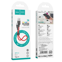 Кабель USB HOCO X21a Plus (Type-C, 0.25м, силиконовый, Черно-красный)