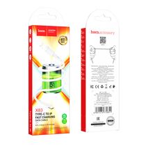Кабель Type-C HOCO X83 Victory PD20W (Lightning, 1м, пластик, Белый)