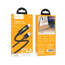 Кабель USB HOCO U126 Lantern (Lightning, 1м, плетеный, черный)