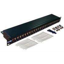 Патч-панель 19" 1U, 24 порта, Cat5e, экранированная, Lanmaster (TWT-PP24STP)