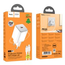 СЗУ HOCO N40 Mighty (1xType-C, PD20W, белый) + кабель Lightning