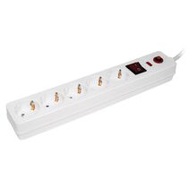 Сетевой фильтр 1.5 м IEK WFP10-16-05-01-N, 16 А, 3500 Вт, 5 розеток, белый (WFP10-16-05-01-N)