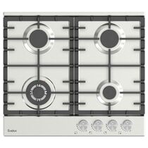 Газовая варочная панель EVELUX HEG 650 X белый ( конфорок -  4 шт,  панель - нержавеющая сталь, 460x515x100)