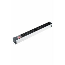 Блок розеток 19", 1U, в стойку, 8xSchuco, 250V, 10A, с выключателем, Hyperline (SHZ19-8SH-S-IEC)