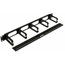 Организатор кабельный 19" 1U, с пластиковыми кольцами с крышкой, Hyperline (CM-1U-5R-PL-COV)
