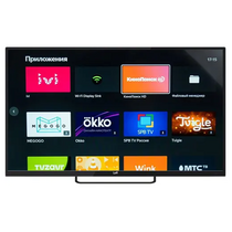 Телевизор 43" LEFF 43U540S LED, Smart TV, 4K Ultra HD, 60 Гц, T/ T2/ C/ S/ S2, HDMI х3, USB х2, звук 14 Вт, чёрный