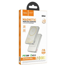 Внешний аккумулятор 10000mAh HOCO Q26A Joy, Type-C x1, магнит, беспроводная зарядка, индикатор заряда, металл, золотой