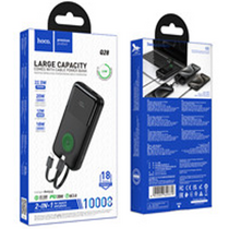 Внешний аккумулятор 10000mAh HOCO Q28 Victory, с 2 кабелями, индикатор заряда, черный