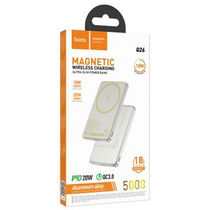 Внешний аккумулятор 5000mAh HOCO Q26A Joy, магнит, беспроводная зарядка, индикатор заряда, металл, золотой