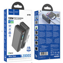 Внешний аккумулятор 20000mAh HOCO Q17B Electric, USB x1, Type-C x2, Type-C PD20 x1, QC3.0, беспроводная зарядка, дисплей, металл, темный металлик