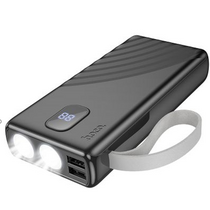 Внешний аккумулятор 20000mAh HOCO J96 Strider, USB x2,фонарик,  пластик, черный