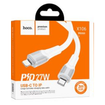 Кабель Type-C HOCOX106 Big bull PD27W (Lightning, 2м, пластик, белый