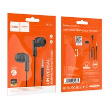Проводные наушники HOCO M121 Bright, jack 3.5 mm, микрофон, внутриканальные, черный (6942007612661)
