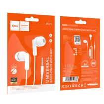Проводные наушники HOCO M121 Bright, jack 3.5 mm, микрофон, внутриканальные, белый (6942007612678)