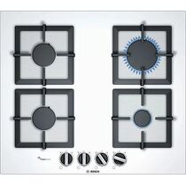 Газовая варочная панель Bosch PPP6A2B20O белый (конфорок - 4 шт, панель - закаленное стекло, 59x52 см)