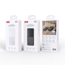 Внешний аккумулятор 20000mAh -XO- PR252, USB x2, Type-C x1, пластик, черный