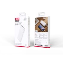 Внешний аккумулятор 10000mAh -XO- PB301, USB x2, Type-C x1, пластик, белый