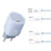 СЗУ -XO- L143 (1xType-C, PD20W, синий) + кабель Type-C