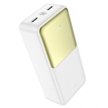 Внешний аккумулятор 30000mAh HOCO J136B Sirui 22.5W+PD20W, USB x2,Type-C PD20 x1, Выход USB-C PD20 x1, QC3.0, индикатор заряда, пластик, белый