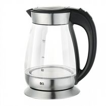 Чайник электрический BQ KT1702G серебристый/ черный (2200 Вт, объем - 2 л, корпус: стекло/ пластик)