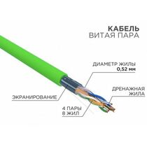 Кабель Cu FTP, Внутренний, 4x2x0.52, бухта 305м., Cat5e, нг(А)-LSLTx, Rexant (01-0161)