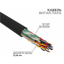 Кабель Cu UTP, Внешний, 16x2x0.48, бухта 305м., Cat5e, Rexant (01-1123-R)