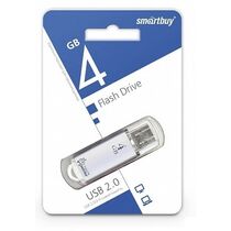 Флеш-накопитель Smartbuy 4Gb USB2.0 V-Cut Серебристый (SB4GBVC-S)