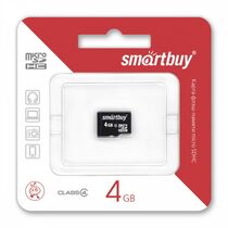 Карта памяти microSDHC 4GB Class 4 Smartbuy (SB4GBSDCL4-00)