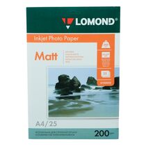 Фотобумага Матовая Двухсторонняя, A4, 200г/ м2, 25л, Lomond