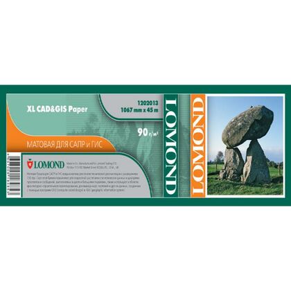 Бумага LOMOND матовая для  САПР и ГИС 90г/ м2, (1067*45*50.8) для ч/ б и цветной печати (1202013)