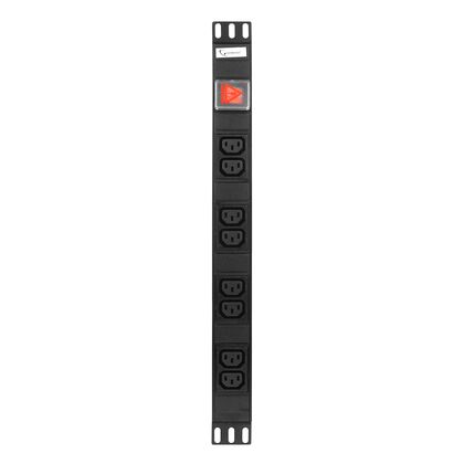 Блок 1 вход С14/  8 выходов C13 с защитой для 19". 16A. 1U