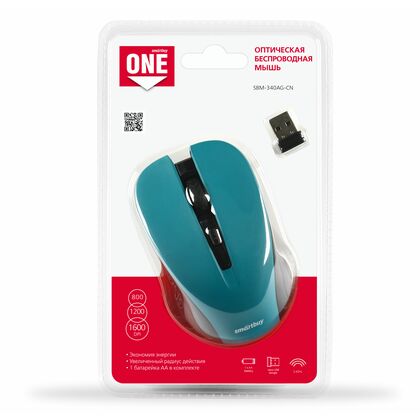 Мышь Smartbuy ONE 340AG оптическая, беспроводная, USB, бирюзовый (SBM-340AG-CN)