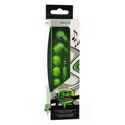 Наушники-вкладыши Smartbuy JAZZ 3,5mm, зеленый (SBE-720)