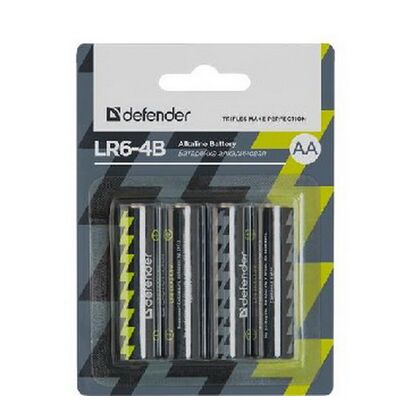 Батарейка Defender LR06, AA, щелочная, блистер 4шт, (56012) цена за упаковку