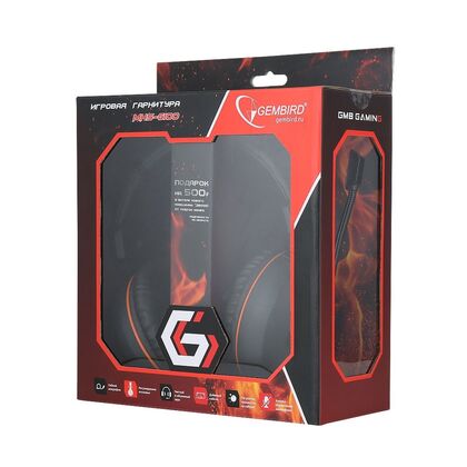 Наушники Gembird MHS-G100 с микрофоном, 2 x mini jack 3.5 mm, черный/ оранжевый (MHS-G100)