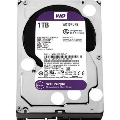 Жесткий диск HDD 3,5" SATA: 1000Gb WD [64Mb cache, SATA3 6Gbit/ s] WD10PURZ