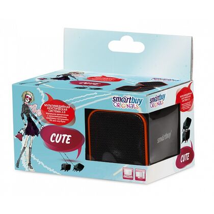 Акустическая система Smartbuy 2.0 CUTE 6W, mini Jack 3.5 мм, черный/ оранжевый (SBA-2590)