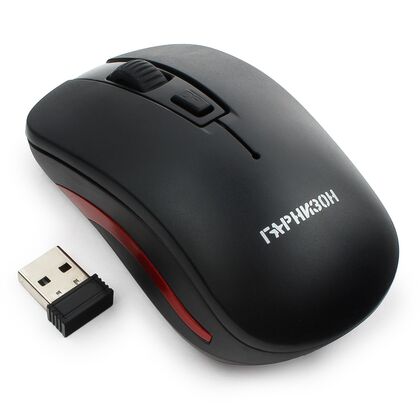 Мышь Гарнизон GMW-420 оптическая, беспроводная, Радио USB, черный/ красный (GMW-420)