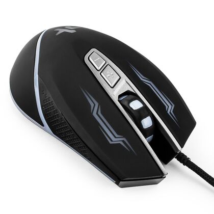 Мышь Гарнизон GM-730G игровая, оптическая, проводная, USB, черный/ серебристый (GM-730G)