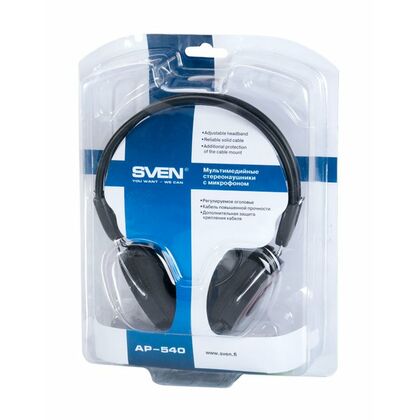 Наушники Sven AP-540 с микрофоном, 3,5mm, черный (SV-0410540)