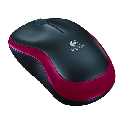 Мышь Logitech M185 оптическая, беспроводная, Радио USB, черный/ красный (910-002240)