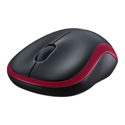 Мышь Logitech M185 оптическая, беспроводная, Радио USB, черный/ красный (910-002240)