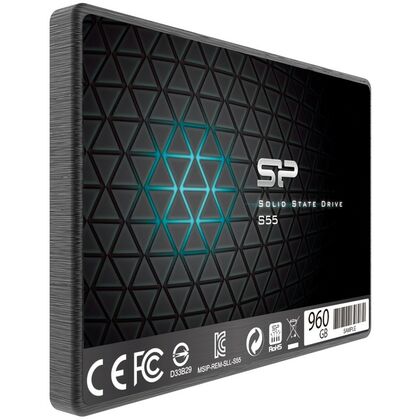 Твердотельный накопитель SSD 2.5"  SATA: 960 ГБ TLC SiliconPower Slim S55 [Скорость чтения/ записи: 500 МБ/ с/ 450 МБ/ с] SP960GBSS3S55S25