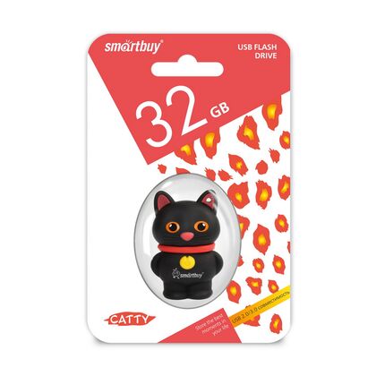 Флеш-накопитель Smartbuy 32Gb USB2.0 Wild series Котенок Черный (SB32GBCatK)