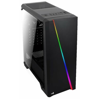 Корпус AeroCool без БП Cylon Black на передней панели 2xUSB2.0, 1xUSB3.0, ДаxМикрофон, ДаxНаушники, (CYLON BK)