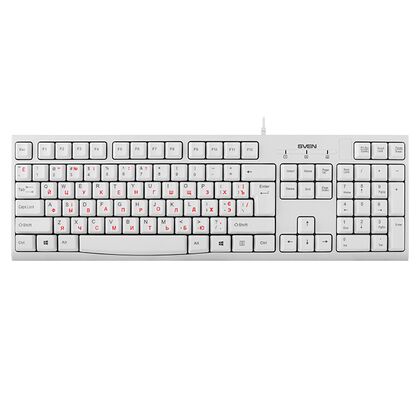 Клавиатура Sven KB-S300, проводная, классическая, USB, белый (SV-016647)